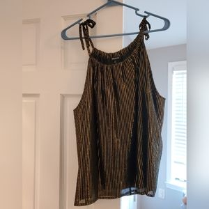 Madewell metallic stripe bow shoulder top